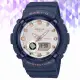 【CASIO 卡西歐】BABY-G 圓形多層次金屬時標時尚雙顯錶-深藍(BGA-280BA-2A 防水100米)