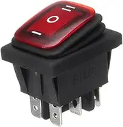 XNWKF ON-Off-ON 6 Pins 16A 20A 125V 250V AC Car Boat Led Light Rocker Toggle Switch Latching Waterproof Three Positions(Red)