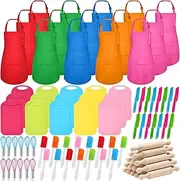 Teenyyou 90 Pcs Kids Cooking Set Bulk for Real Food Making Kitchen Baking Tools Supply for Toddler Fruit Knife Cutting Board Aprons Egg Beater Spatula Rolling Pin Birthday Christmas Utensils Gift