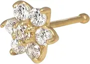 [JewelryWeb] 14ct Yellow Gold CZ Simulated Diamond Flower Body Piercing Jewelry Nose Stud
