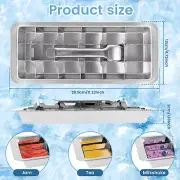 Stainless Steel Ice Cube Tray 18 Slot Removable Ice Cube Maker with Handle⌚