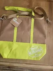 DKNY Large Capacity Tote Bag Be Delicious Pure New York 100% Tan Light Green