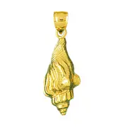 14K Gold 24MM Conch Shell Mollusk Gastropod Pendant