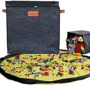 “Toy Storage Basket & Play Mat – Extra Large 3-in-1 Toy Organizer Bin for Kids – Foldable Toy Box for Boys & Girls – 19.6’’ x 19.6’’ x 19.6’’ – Quick Clean-Up & Play Area Solution”