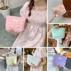 Love Pattern Quilted Makeup Bag Cotton Women Comestic Case Girl