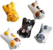 Aimall 5 PCS Lucid Cat Ceramic Chopstick Holder, Durable Everyday Ceramic, Small Decorative Crafts, Great for Table Setting and Desk Storage, 1.97x0.79x0.87 Inch