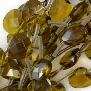 13mm faceted smoky quartz briolette beads 16" strand