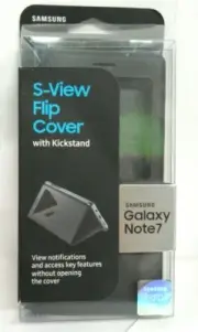 Genuine Samsung Galaxy Note FE 7 S-View Flip Cover Kickstand Case - Black