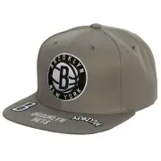 MENS MITCHELL & NESS NBA FRONT FACE SNAPBACK NETS - GREY