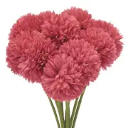 Artificial Flower Heads, Silk Chrysanthemum Hydrangea Red Faux Flowers 10Pcs