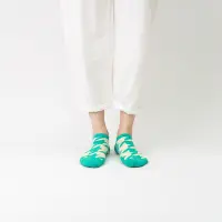 在飛比找Yahoo奇摩購物中心優惠-【WARX除臭襪】千鳥格紋船型襪-綠白