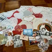 Valentine Day Ephemera Vintage Junk Journal Crafts Paper Doilies Set E