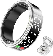 Smart Ring With Screen+Touch Sleep&Fitness Tracking Wearable for Women/Men, Accurate Monitoring of Pedometer, Heart Rate, Blood Oxygen, No subscription required with Charging Case (Silver, #11)