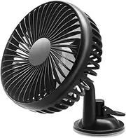 cueclue Pack-1 Car Fan, Electric Auto Cooling Fan for Dashboard & Windshield, Suction Cup Cooling Air Fan, Speed Regulation USB Powered Portable Vehicle Fan, Vehicles Universal Powerful Fan (Black)