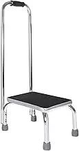 Medical Foot Step Stool with Handle and Anti Skid Rubber Platform, Lightweight and Sturdy Chrome Stool for Children, Adults and Seniors