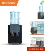 Compact Black Countertop Water Cooler - Hot & Cold Dispenser for 3/5 Gallon Jugs