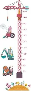 ibasenice Cartoon Height Chart - 2PCS Kid Removable Wall Stickers Room Tower Crane Pattern Height Sticker Ruler Children Growth Chart Sticker Room Bedroom Decoration Height Measurements