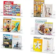 Lifewit Nursery Bookshelf 6 Pack, 15" Floating Shelves for Wall Mounted, Clear Acrylic Kids Magazine/Picture Hanging Racks for Baby/Toddler/Children in Bedroom, Living Room Decor