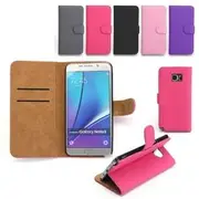 PU Leather Flip Wallet Card Slot Braceket Case For Samsung Galaxy Note 5 30 PURPLE