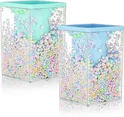 2 Pieces Cute Bubble Pen Holder Multi-purpose Desktop Organizer Back to School Gift Kawaii Office Supplies Pastel Desk Accessories Stationery Makeup Brush Holder with Bubble Ball(Blue and Green)