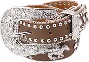 [Nocona Belt Co.] Nocona Girl's Running Horse Conchos Belt Medium Brown Distressed 20