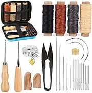 29PCS Leather Sewing Kit, Leather Sewing Waxed Thread Cord with Leather Craft Hand Tools Kit for DIY Sewing