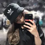 ADIDAS ORIGINAL BUCKET CAP 三葉草 刺繡 LOGO 漁夫帽 黑色