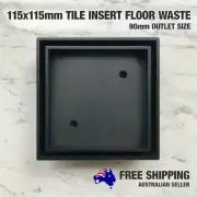 100mm SMART Tile Insert Matt Black Square Floor Waste Grate Bathroom Shower