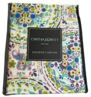 Cynthia Rowley Happy Elephant Medallion Fabric Shower Curtain Floral 72" New