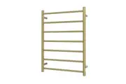 Radiant RTR01 Round Bar Heated Towel Rail - 600 x 800mm - Brushed Gold Stainless Steel - Bottom Left/Top Right Wiring