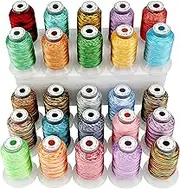 New brothread 25 Colors Variegated Polyester Embroidery Machine Thread Kit 500M (550Y) Each Spool for Brother Janome Babylock Singer Pfaff Bernina Husqvaran Embroidery and Sewing Machines