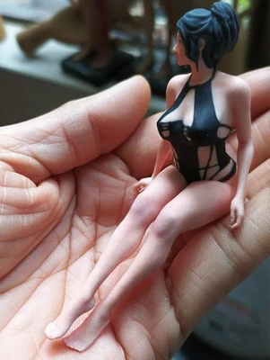 1/18 Black Set Car Model Girl Miniature Anime Figure Doll Scene Props Toys Gift