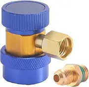 Refrigerant Tank Adapter - 1/4" Flares R134a Adapter - Easy Adjustable High Low Automotive Compressor Replacement for Evacuation and Recharging