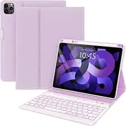 iPad Keyboard Case Air 5th 4th Generation 2022/2020, iPad Pro 11 1st/2nd/3rd Gen 2018/2020/2021, 10.9 inch Case with Pencil Holder, Backlit Detachable BT Keyboard, Smart Folio Tablet Cover(Purple)