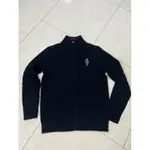 ［全新 正品］POLO RALPH LAUREN  RL專櫃款男大童熊熊LOGO黑色麻花針織毛衣外套 XL