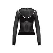 [Off White] Off White-Black Net Arrow Bralette Viscose Top-Donna 40 IT
