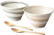 aito Seisakusho 113516 Spiral, Donburi Rice Bowl, Ramen Bowl (Diameter 6.7 x Depth 3.9 inches (17 x 10 cm), Gift, Tableware Set, Wooden Spoon Included, 7.1 inches (18 cm), Mino Ware, Dishwasher Safe,