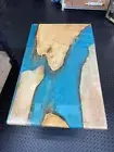 Blue Epoxy Resin Dining Table Top Acacia Wood Counter Top Desk Hallway Decors
