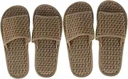 [ANDRESLAD] 2Pairs Bamboo Straw Slippers for Bath and Spa Open Toe Summer Sandals Lightweight Slides for Men and Women Comfortable and Water Footwear