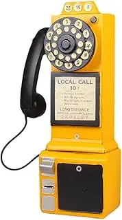 Antique Telephone Decor, Vintage Phone Model,Classic Antique Pay Phone Ornaments, Iron Wall Mounted Vintage Phone Model,Vintage Telephone Model Retro Wall Mounted Phone Decoration/101 (Color : Yellow