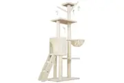 145CM Cat Tree Tower Scratching Post Scratcher Condo Wood House Bed, Beige