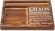 Chaos Coordinator Sticky Note Holder, Funny Desk Gift for Office Manager, Mom, Coworker, Boss, Admin Assistant, Wooden Organizer with Job Humor Quote, Appreciation Note Pad Holder YCB153
