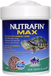 Nutrafin Max Turtle Pellets with Gammarus Shrimp, Vitamin D Enriched Food, 65g Best Turtle Food for Growth Aquatic Turtle Food with Vitamin D Turtle Digestive Support