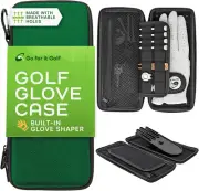 GO FOR IT GOLF GOLF GLOVES & ACCESSORY CASE BUILT IN GLOVE SHAPER GREEN