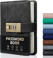 WEMATE Password Book with Lock, Password Book with Alphabetical Tabs 600+ Passwo
