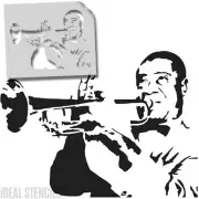 Louis Armstrong Portrait STENCIL Art Home Decor Stencils Paint Walls Fabrics etc