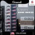 2Pack Sneakers Box Hardened Plastic Shoe Case Organizer Stackable Cabinet Rack
