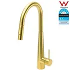 2 Mode Brushed Gold Round Pull Out Kitchen Mixer Laundry Sink Faucet Basin Spout