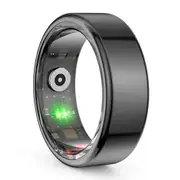 Military Grade Smart Ring with Titanium Steel Case, Health Monitoring, IP68 & 3ATM Waterproof, Multi-Sport Modes, Black 9