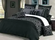Lyde Pintuck Rich Black Grey Quilt Cover Set /optionals( Queen / King / Super King / Double / optionals)
